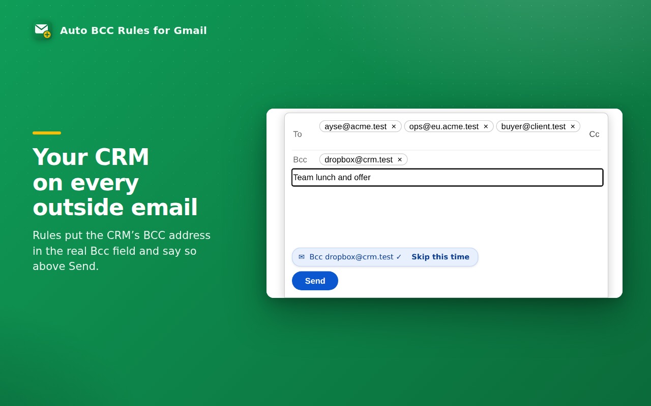 Your CRM on every outside email