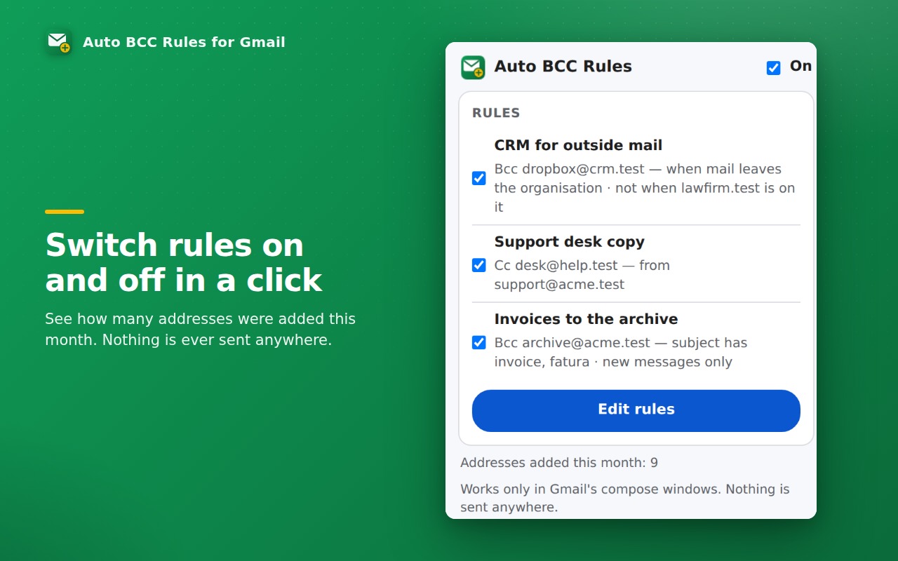 Switch rules on and off in a click