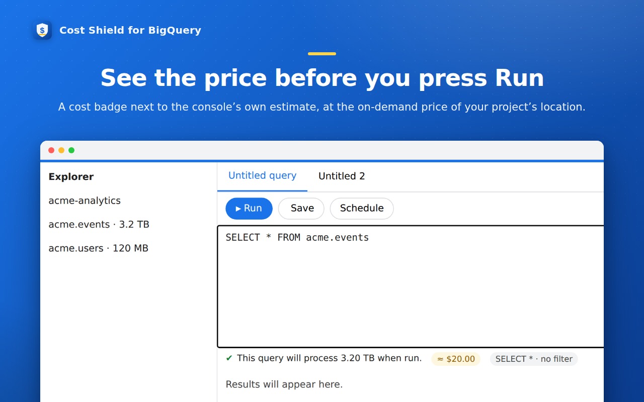See the price before you press Run