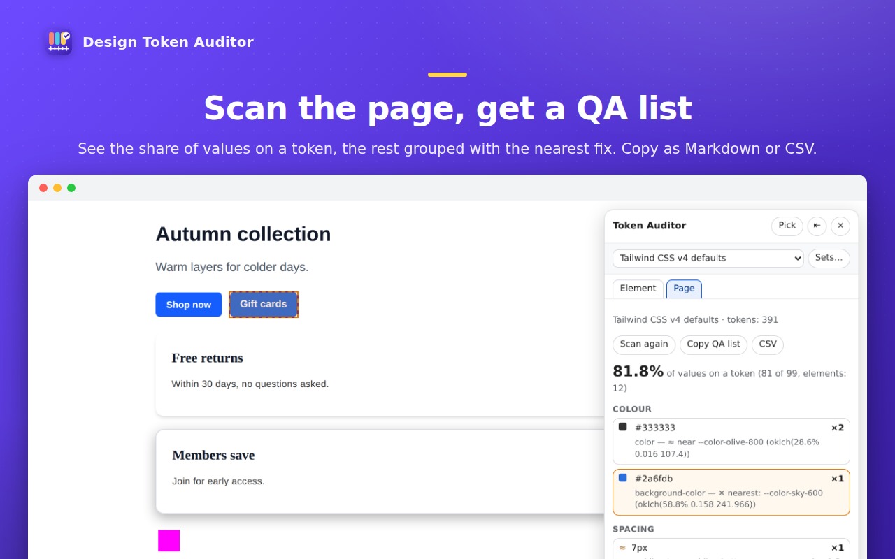 Scan the page, get a QA list
