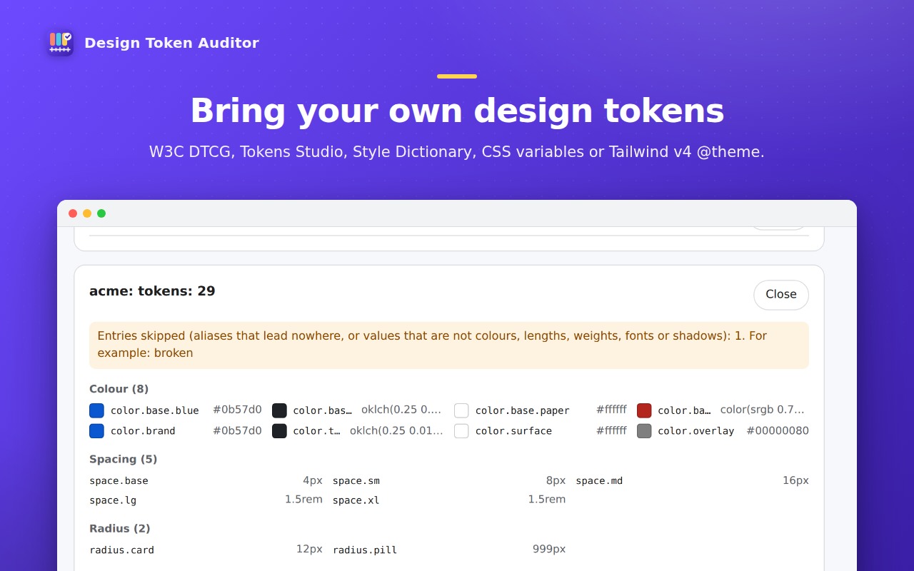 Bring your own design tokens