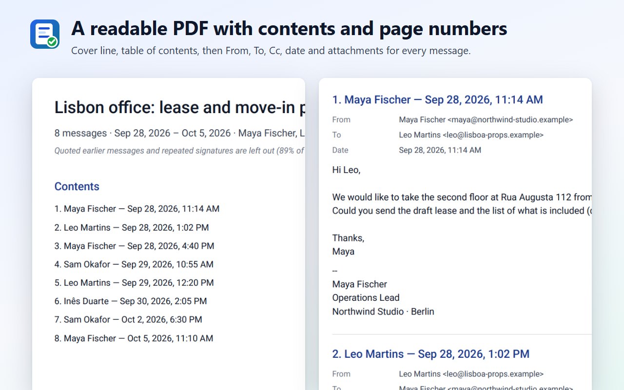 A readable PDF with contents and page numbers