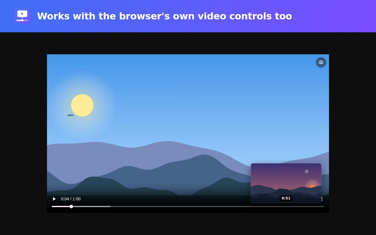 Works with the browser's own video controls too