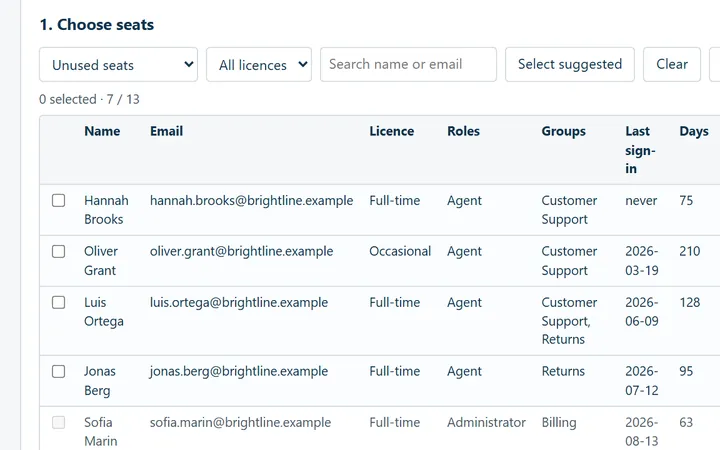 Seat Saver: unused Freshdesk agent seats with a suggestion and the saving