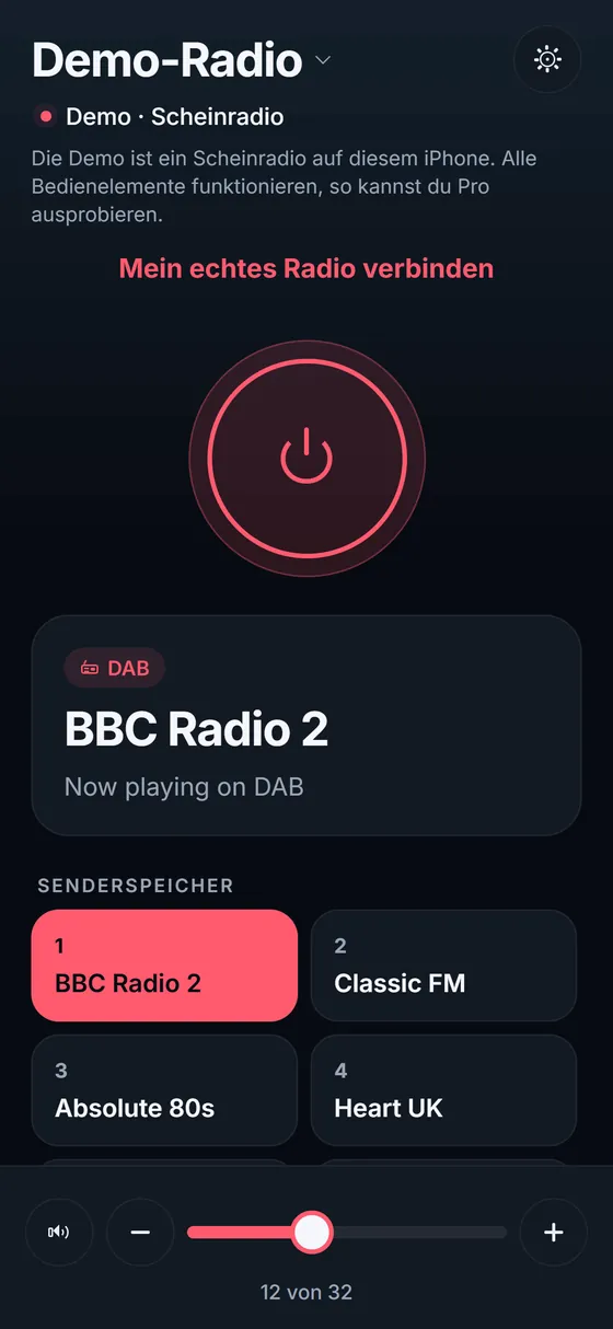 Das Radio auf DAB mit seinen DAB-Speichern.